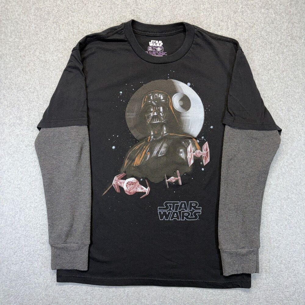 Star Wars Darth Vader T-Shirt Men’s M Black Long Sleeve Graphic Mad Engine